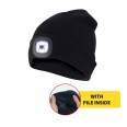 LIGHTHOUSE cappellino con luce frontale LED ricaricabile e foderato con pile Nero