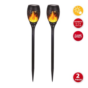 OLYMPIA XL: Set of 2 flame effect LED solar lights, 59 cm