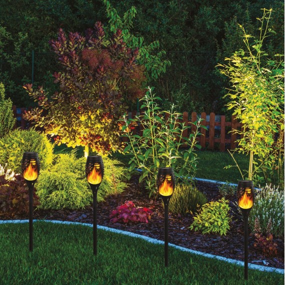 OLYMPIA XL: Set of 2 flame effect LED solar lights, 59 cm