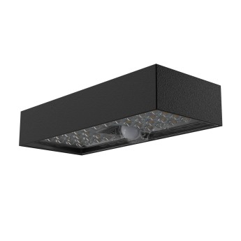 800 lumen solar powered LED wall light with motion sensor. Black