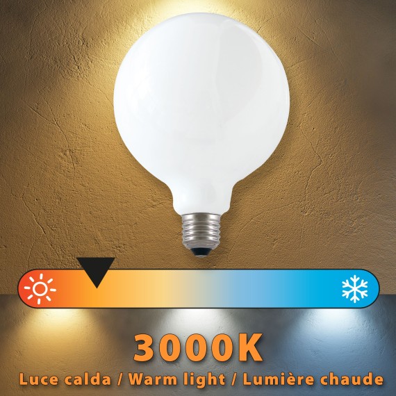 Opal-LED-Glühlampe, Globe G125, 11W / 1521lm, E27-Sockel, 3000K