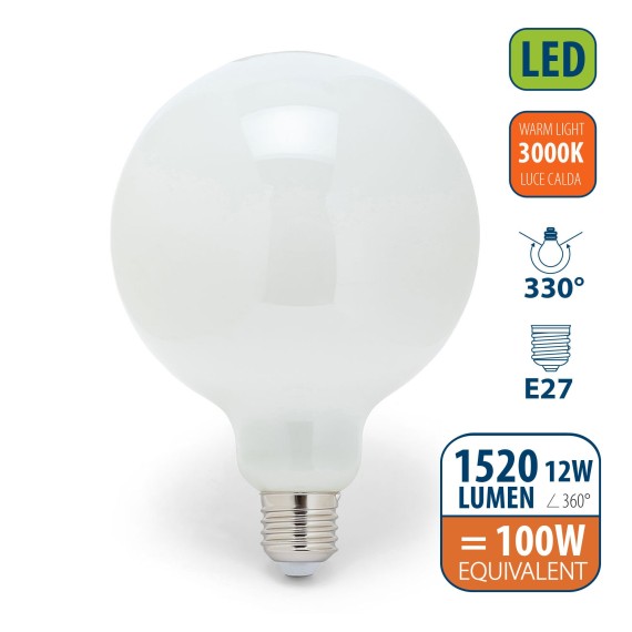 Lampadina LED a filamento Opal, Globo G125, 11W/1521lm, base E27, 3000K