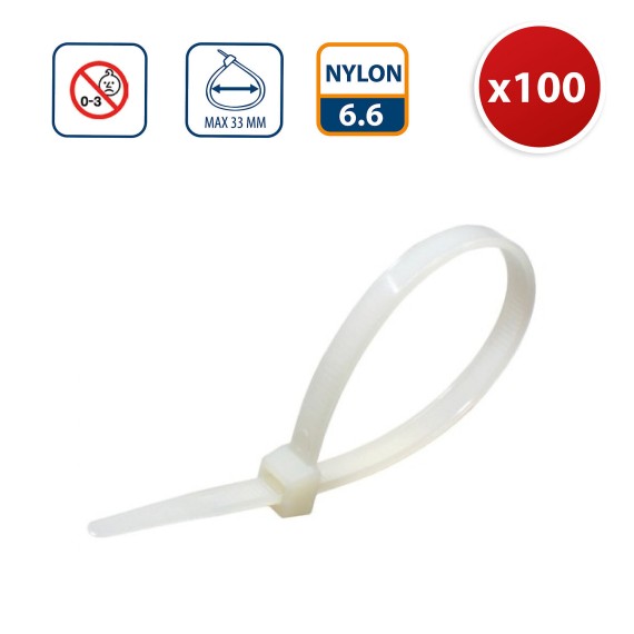 Fascette bianche in nylon 3,6x140 - 100pz