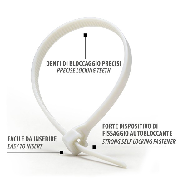 Fascette bianche in nylon 3,6x140 - 100pz