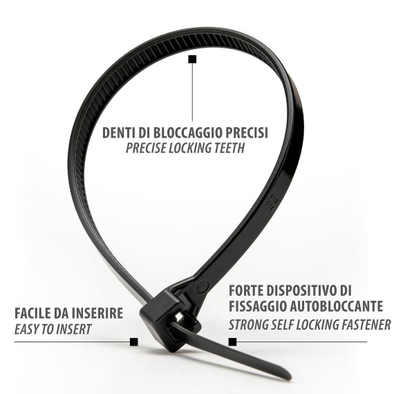 Fascette nere in nylon 3,6x140 - 100pz