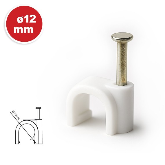 50 Kabelklemmen für runde Kabel mit 12 mm...