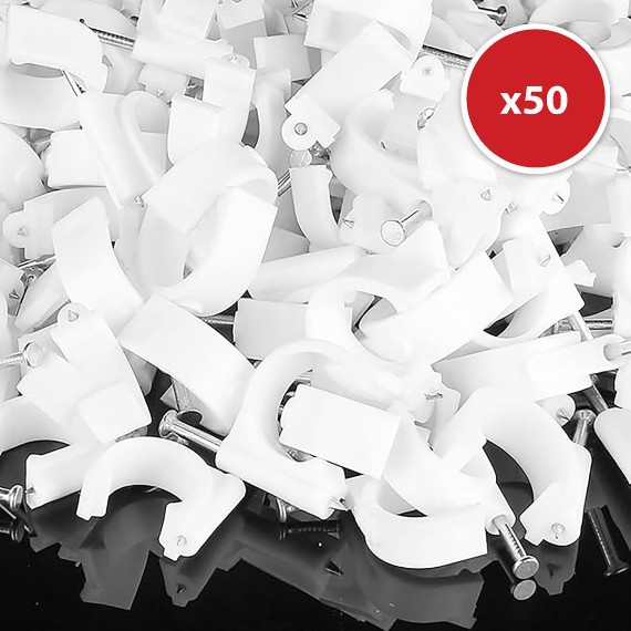 50 Kabelklemmen für runde Kabel mit 7 mm...