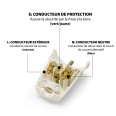 2P+E, 10/16A, French Standard (2P+E), White, 3500W max, 250V. Ideal for repairing extension cords, cable reels...