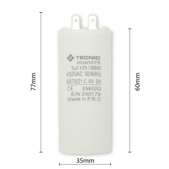 Starting capacitor for electric motors, 450V, capacity:... 2