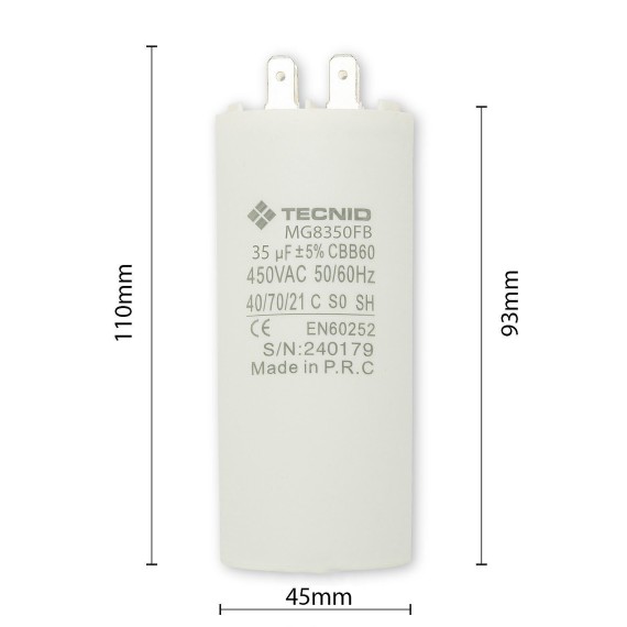 Starting capacitor for electric motors, 450V,...