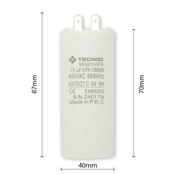 Starting capacitor for electric motors, 450V, capacity:... 2