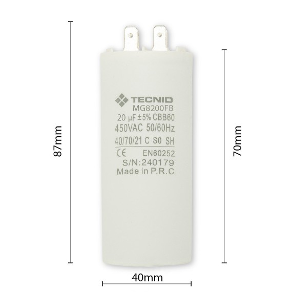 Starting capacitor for electric motors, 450V,...