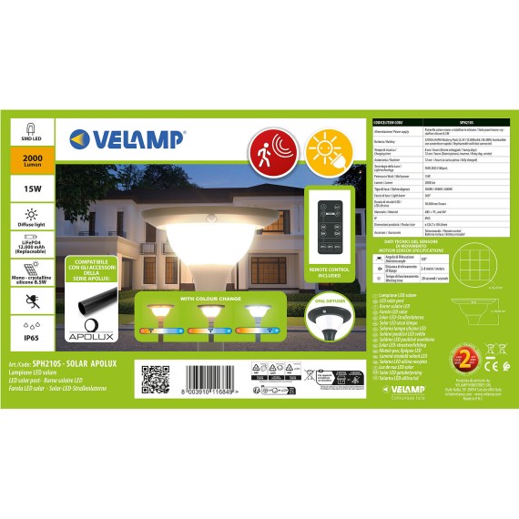 Boule solaire LED extérieure en PMMA, 200 mm, 3...