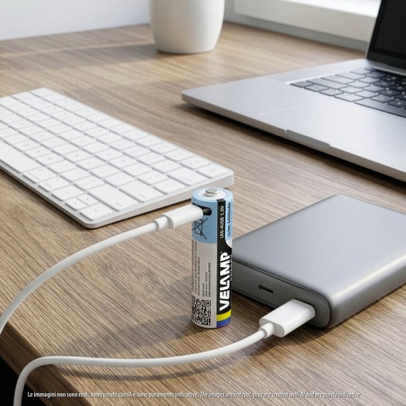 4 batterie AA Li-Ion ricaricabili tramite...