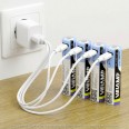 4 batterie AA Li-Ion ricaricabili tramite USB-C. 1400mAh. Cavetto incluso.