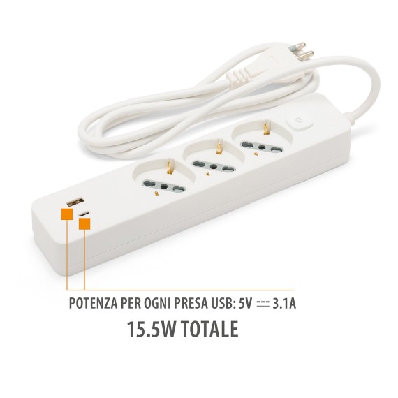 Italian power strip with a large 16A plug,...