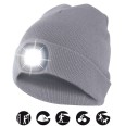 FARO: Sombrero con luz frontal LED recargable. Gris claro.