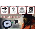 FARO: Sombrero con luz frontal LED recargable. Gris claro.