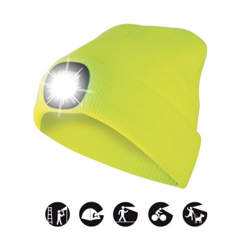 FARO: Sombrero con luz frontal LED recargable. Amarillo. 2