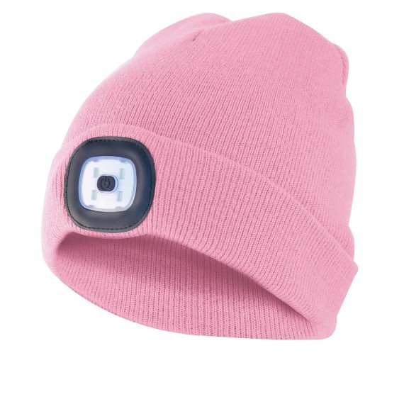 FARO: Sombrero con linterna LED recargable. Rosa