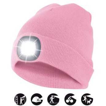 FARO: Sombrero con linterna LED recargable. Rosa 2
