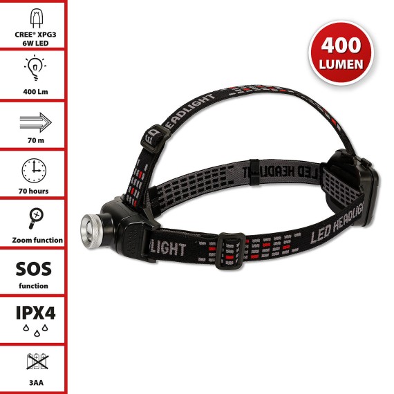 ARGO ZOOM EVO : Lampe frontale LED CREE 400 lm...