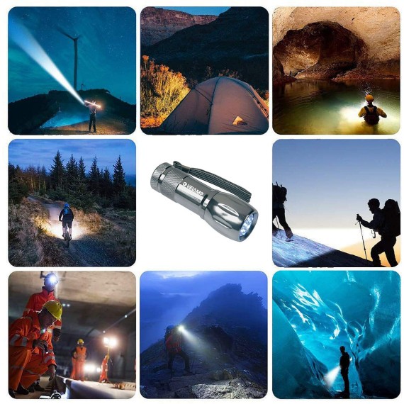 ABENTEUER: 9-LED-Aluminium-Taschenlampe mit Etui