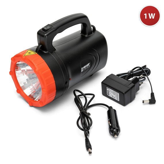 1W rechargeable headlamp with chargers.