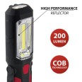 TRANSFORMER: 3-W-COB-Arbeitsleuchte + Taschenlampe. Haken, Magnet. Verstellbar.