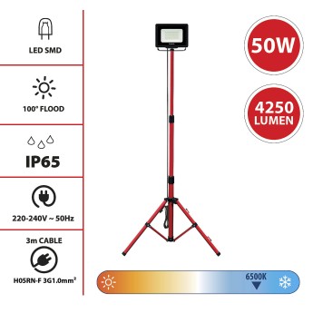 WAINGRO + TRIPOD: 50W SMD LED floodlight IP65, black... 2