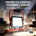 WAINGRO 50W: 50W SMD LED work light with ground bracket and 2m cable. IP65. Red