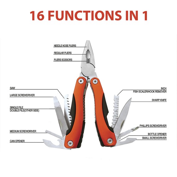 16-in-1 Multifunktionszange. Orange.