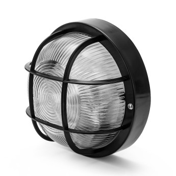 BUBBLE: Round plastic + glass wall light E27 max 60W - Black