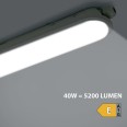 ECOPOWER: Plafoniera stagna LED, 120cm, 5200lm, 40W, prolungabile