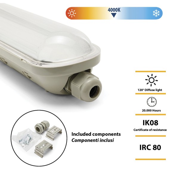 ECOPOWER: Plafoniera stagna LED, 150cm, 7150lm,...