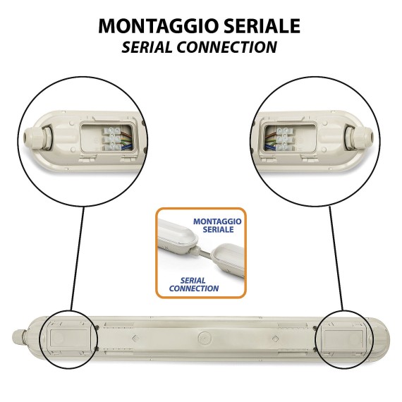 ECOPOWER: Plafoniera stagna LED, 150cm, 7150lm,...