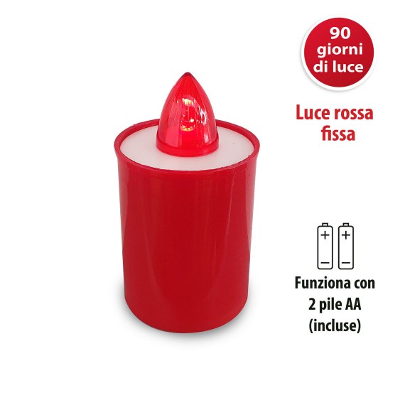 Lumino Elettrico a Led 9 cm, Durata 90gg, rosso...