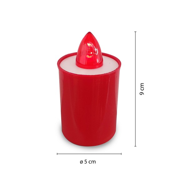 Lumino Elettrico a Led 9 cm, Durata 90gg, rosso...