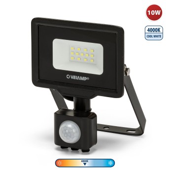 PADLIGHT5, proiettore LED SMD 10W IP44, nero 4000K. Con IR 2