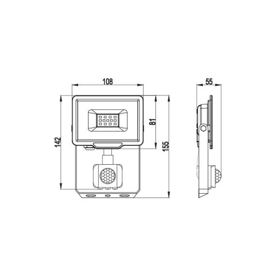 PADLIGHT5, proiettore LED SMD 10W IP44, nero...