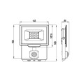 PADLIGHT5, 20-W-SMD-LED-Flutlicht IP44, Schwarz 4000 K. Mit IR-Beleuchtung.