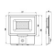 PADLIGHT5, 50-W-SMD-LED-Flutlicht IP44, Schwarz, 6500 K. Mit IR-Beleuchtung.