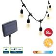 CASSIOPEA: Catenaria IP44 a carica solare, 8 metri, 10 bulbi LED bianchi, nero