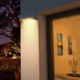 800-lumen solar-powered LED wall light with motion detector. White.