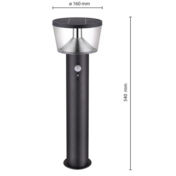 600 lumen solar floor lamp with motion detector