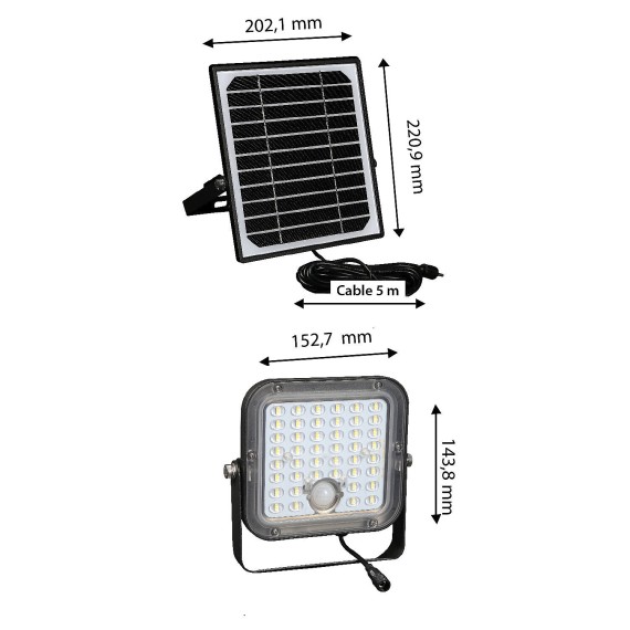 Proiettore LED a carica solare 1500 lumen, con...