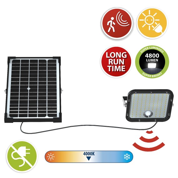 Solarbetriebener LED-Fluter mit 4800 Lumen und...