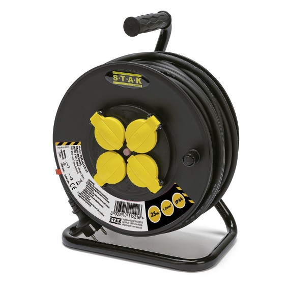 Professional electric cable reel, 4 sockets and...