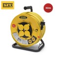 Professionelle elektrische Kabeltrommel, 4 französische Steckdosen und Stecker, H07RN-F3G2.5MM2, 40M, NF, CE - IP44. Mit festem