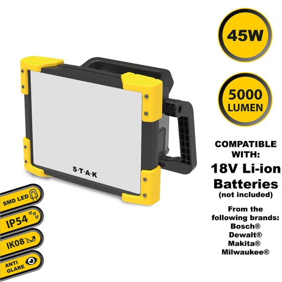 X-BLAST PRO: Worklight for 18V batteries, 5000 lm